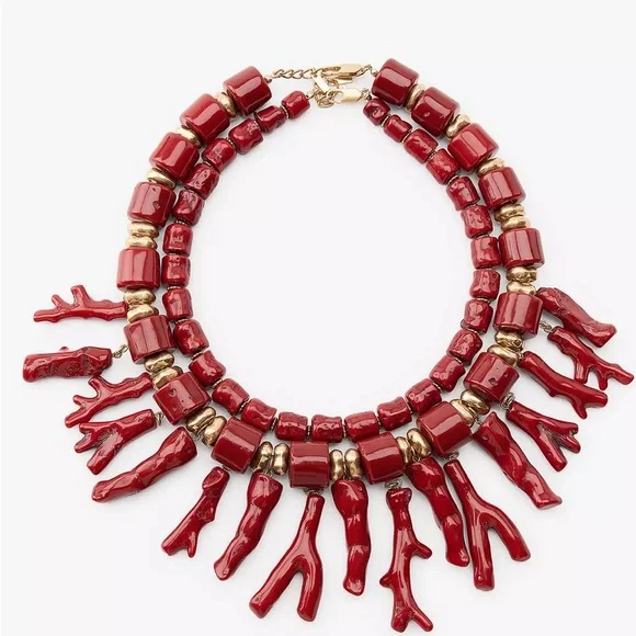 New in Box, 2 Pack Bold Zara Resin necklace coral 1856/051 - Picture 2 of 5